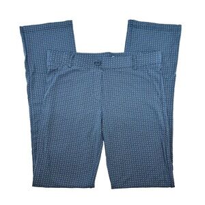 BETABRAND Floral Straight Leg Mid-Rise Yoga Dress Pants • Medium Long • blue